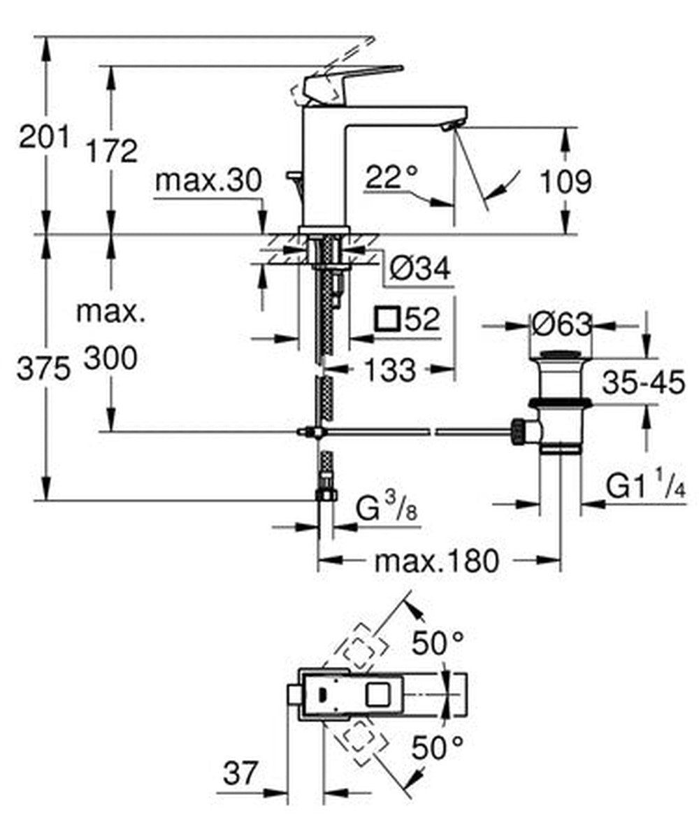Mitigeur lavabo Grohe Eurocube M-Size