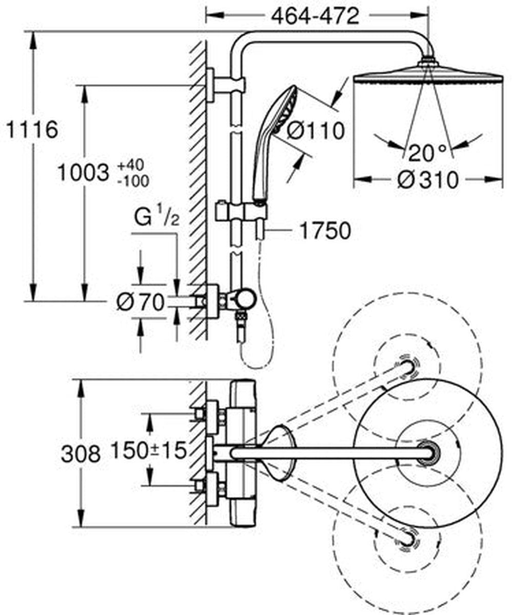 Système de douche Grohe Euphoria 310 THM CoolT