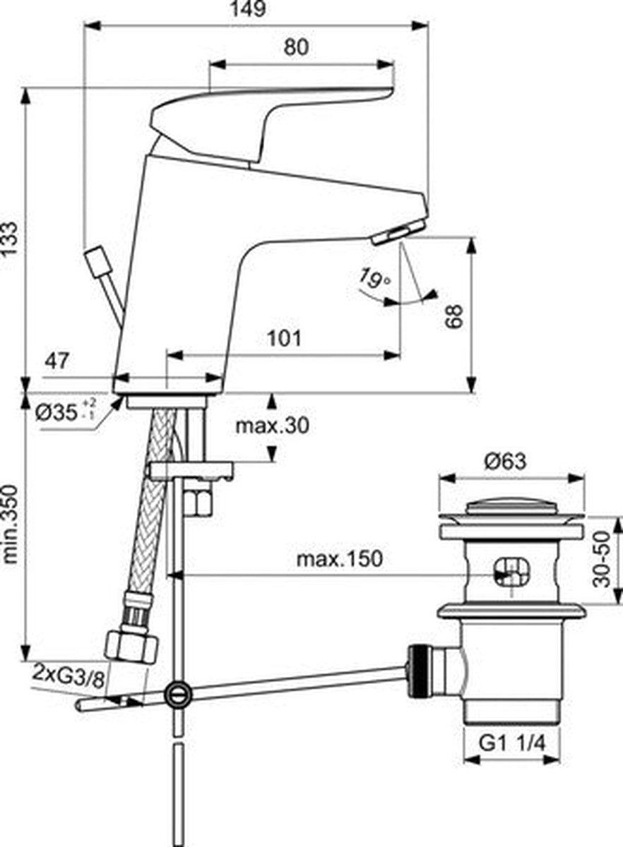 Mitigeur lavabo Ideal Standard Ceraflex avec vidage
