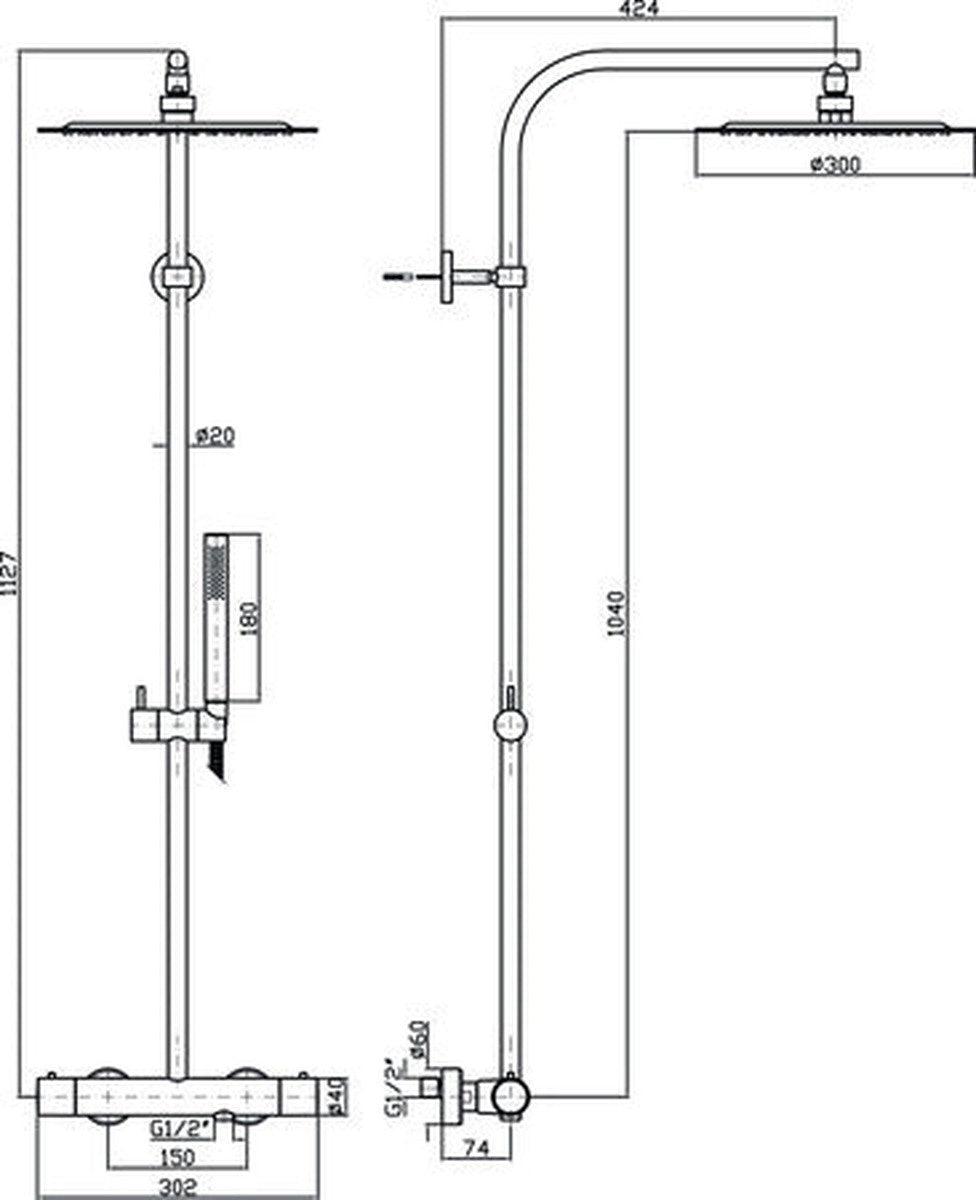 Zucchetti Showers round thermostatic shower column D300mm
