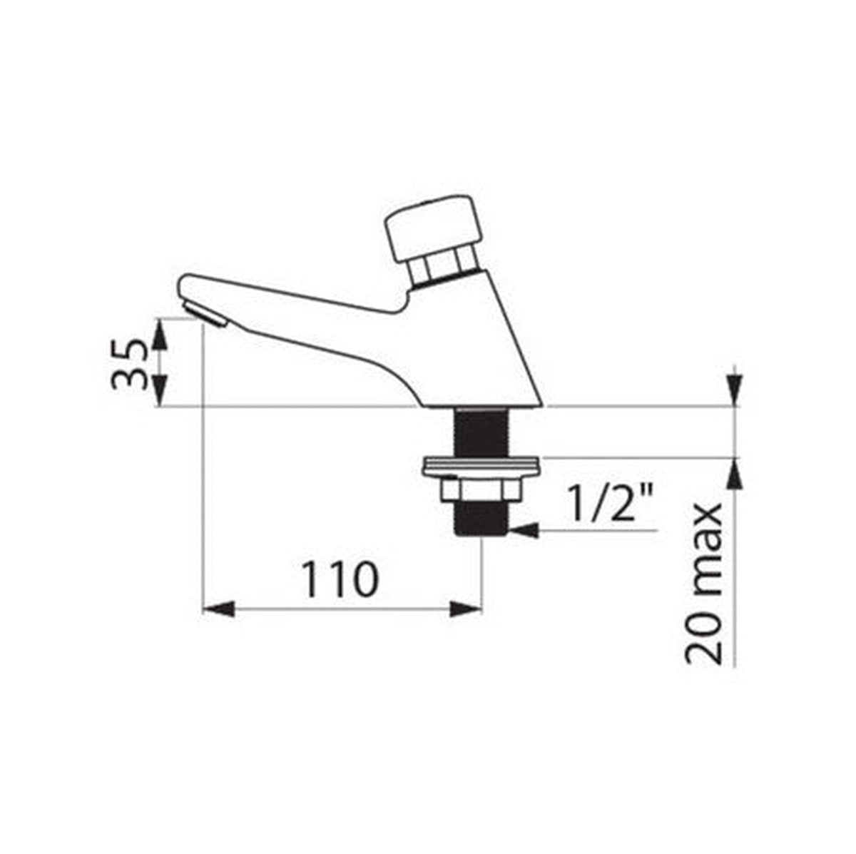 Delabie Tempostop Push-Button Time-Flow Tap for Basin