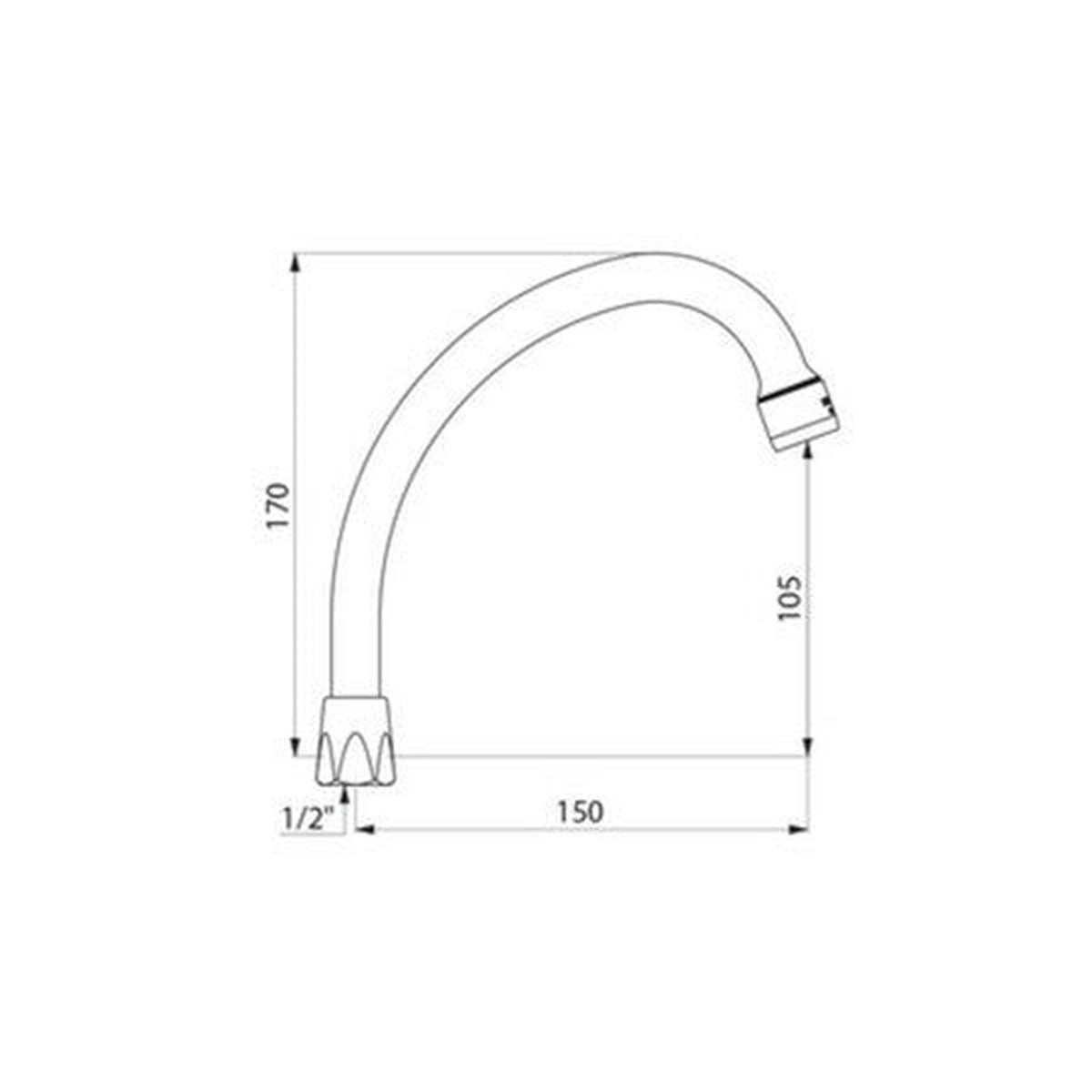 Delabie chrome-plated movable swan neck universal spout