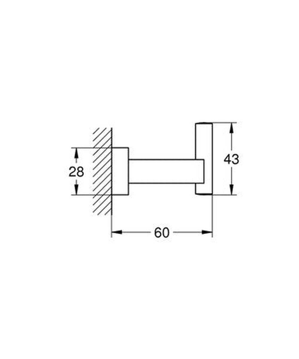 Chrome-plated single hook with concealed mounting