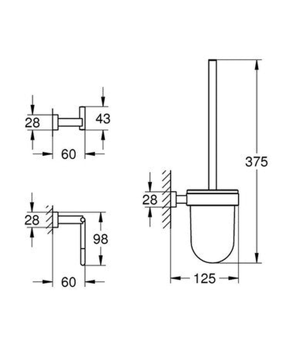 Ensemble WC Grohe Essentials Cube Porte-balai et Crochet Chromé
