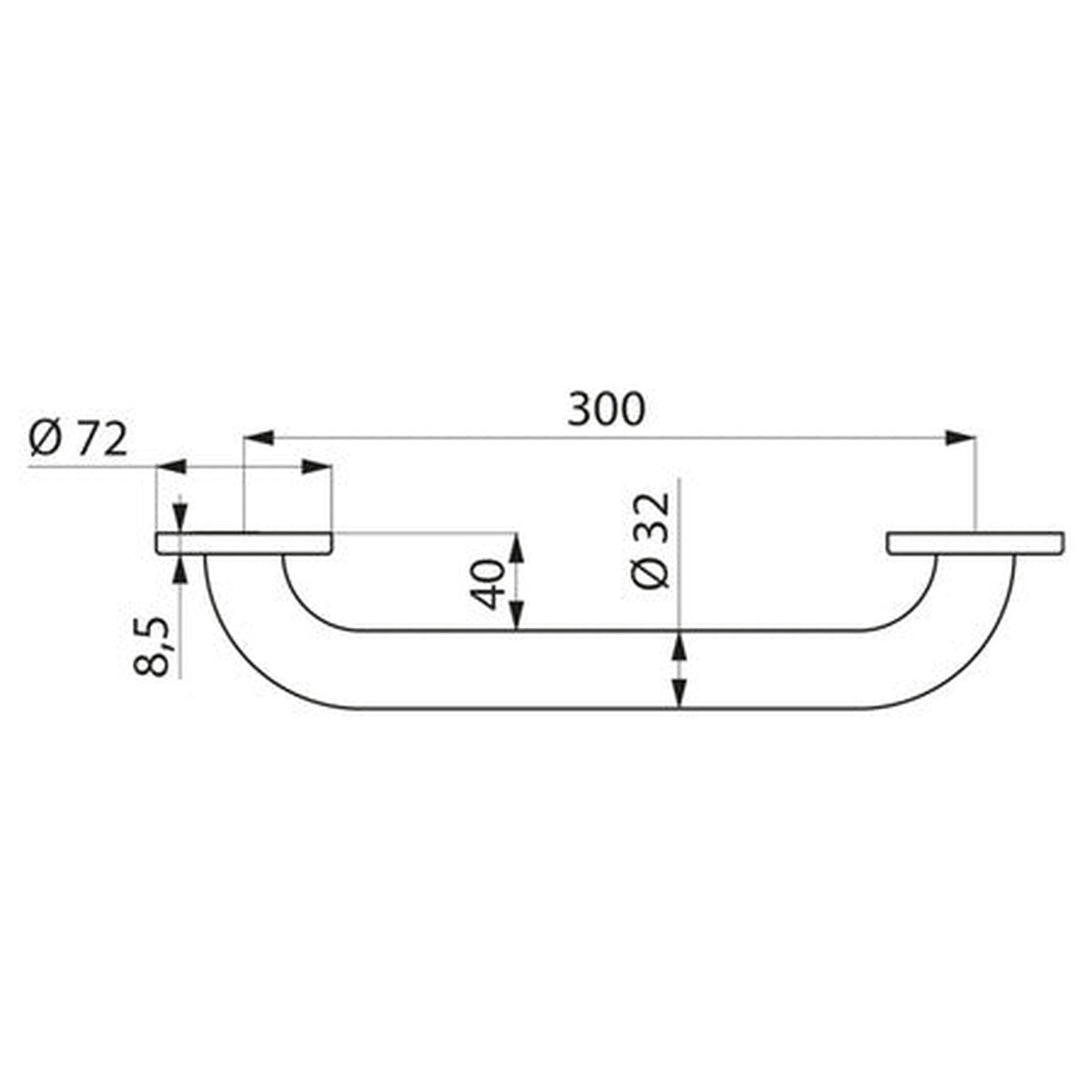 Polished stainless steel handle L300mm - Delabie