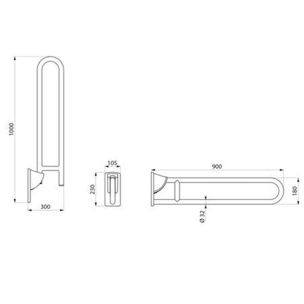 Poignée relevable Delabie inox 900mm - 135kg