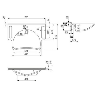 Delabie MINERALCAST washbasin 785 mm PRM