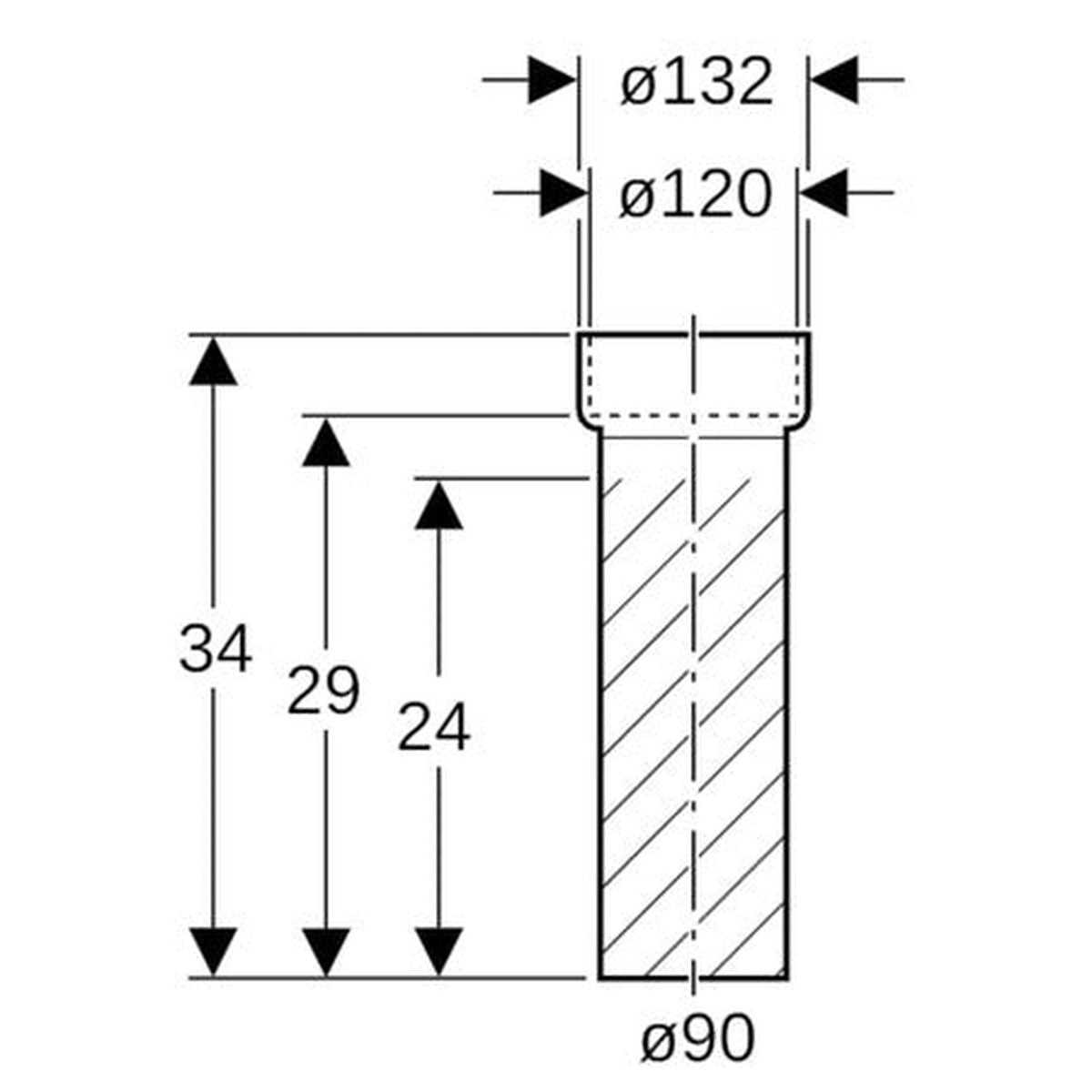 Geberit afvoermanchet voor WC D90 L120mm
