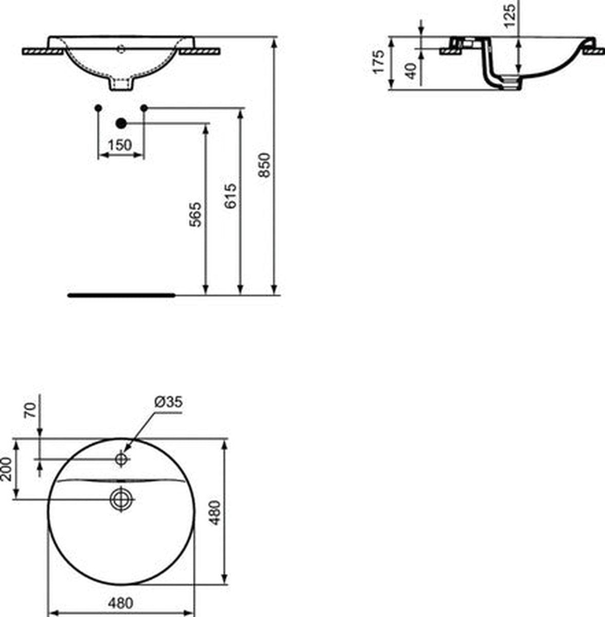 Lavabo encastré Ideal Standard Connect blanc 48 cm