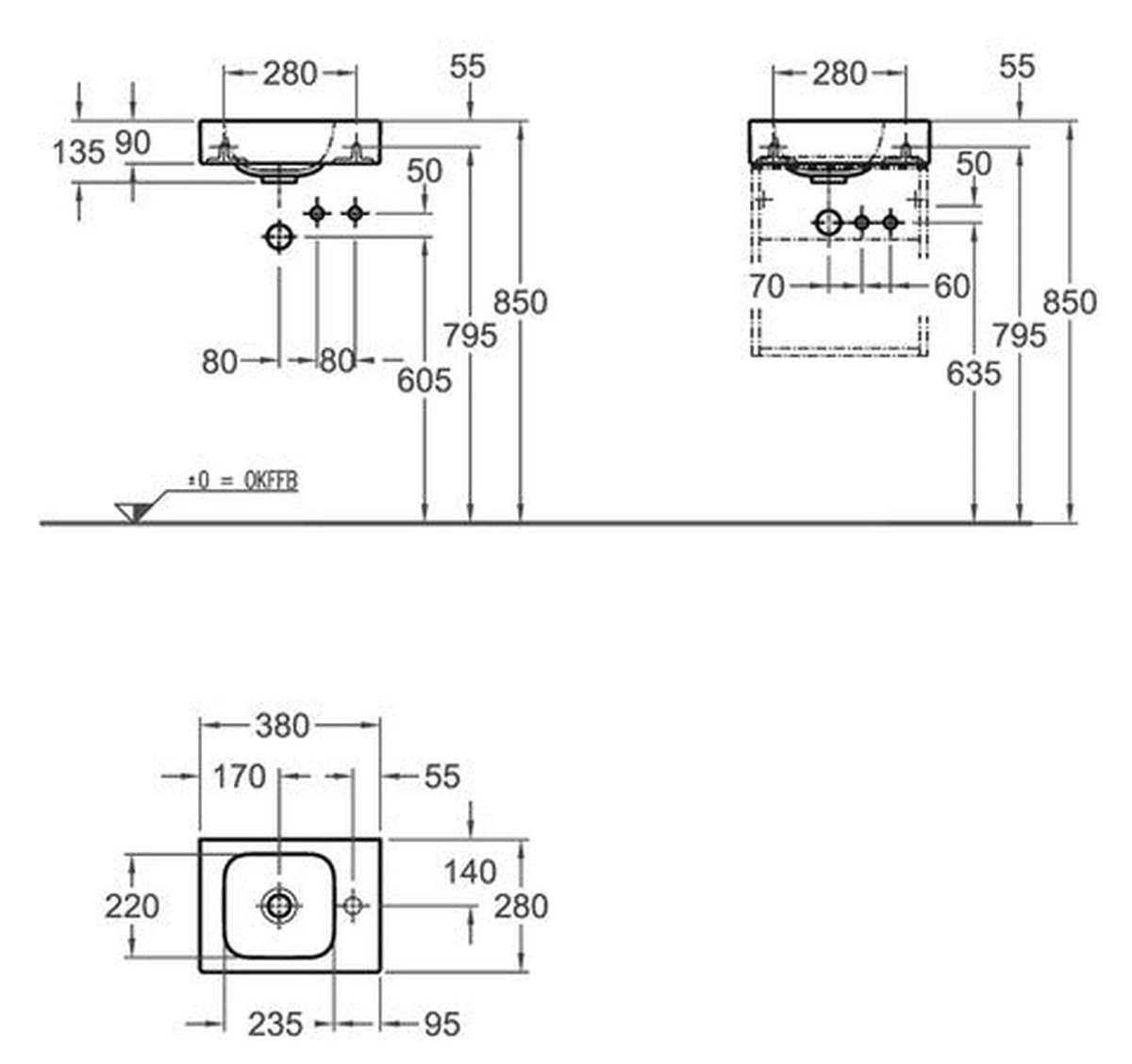 Lave-mains Geberit iCon XS 380x280 mm - Trou robinet à droite