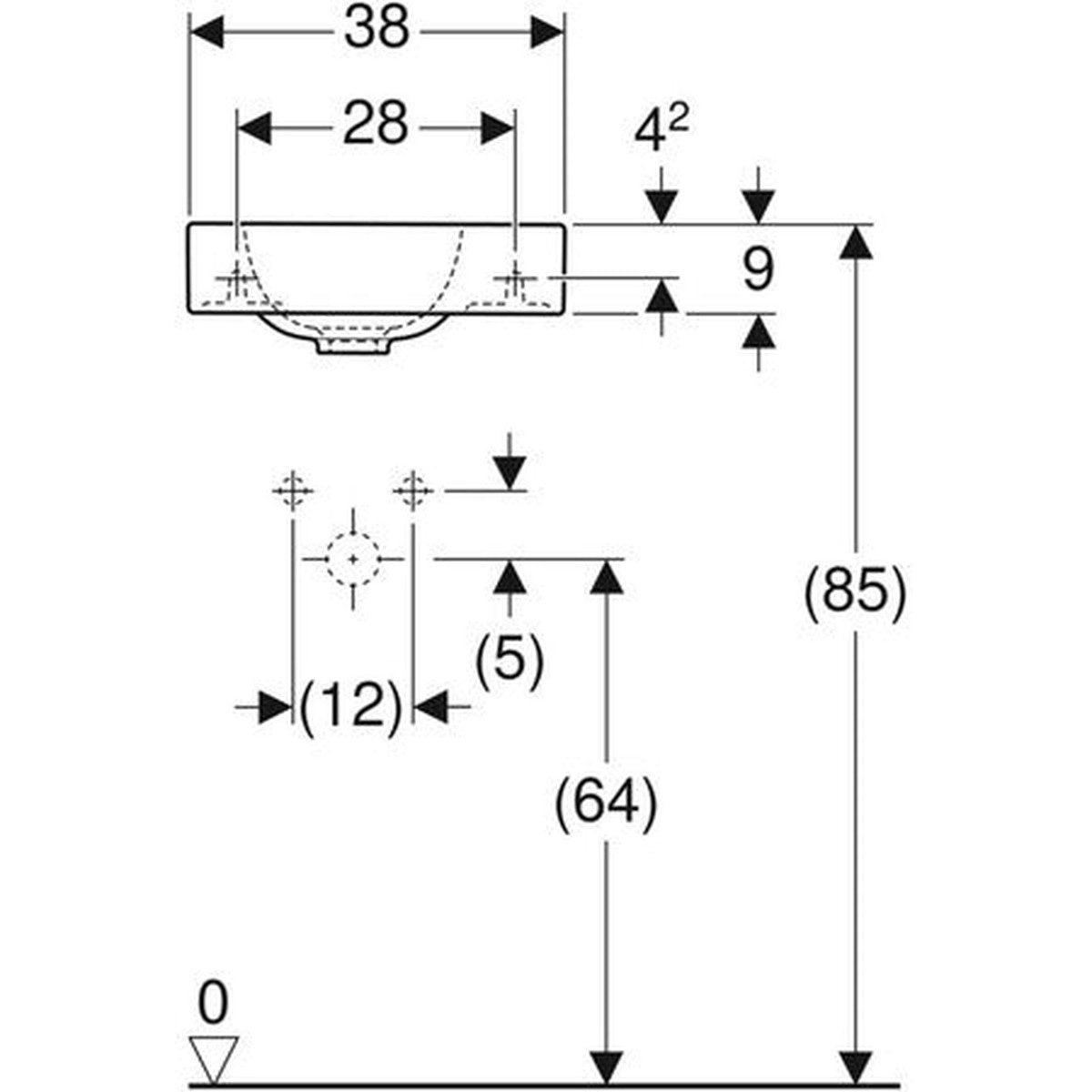 Lave-mains Geberit iCon XS 380x280 mm - Trou robinet à droite