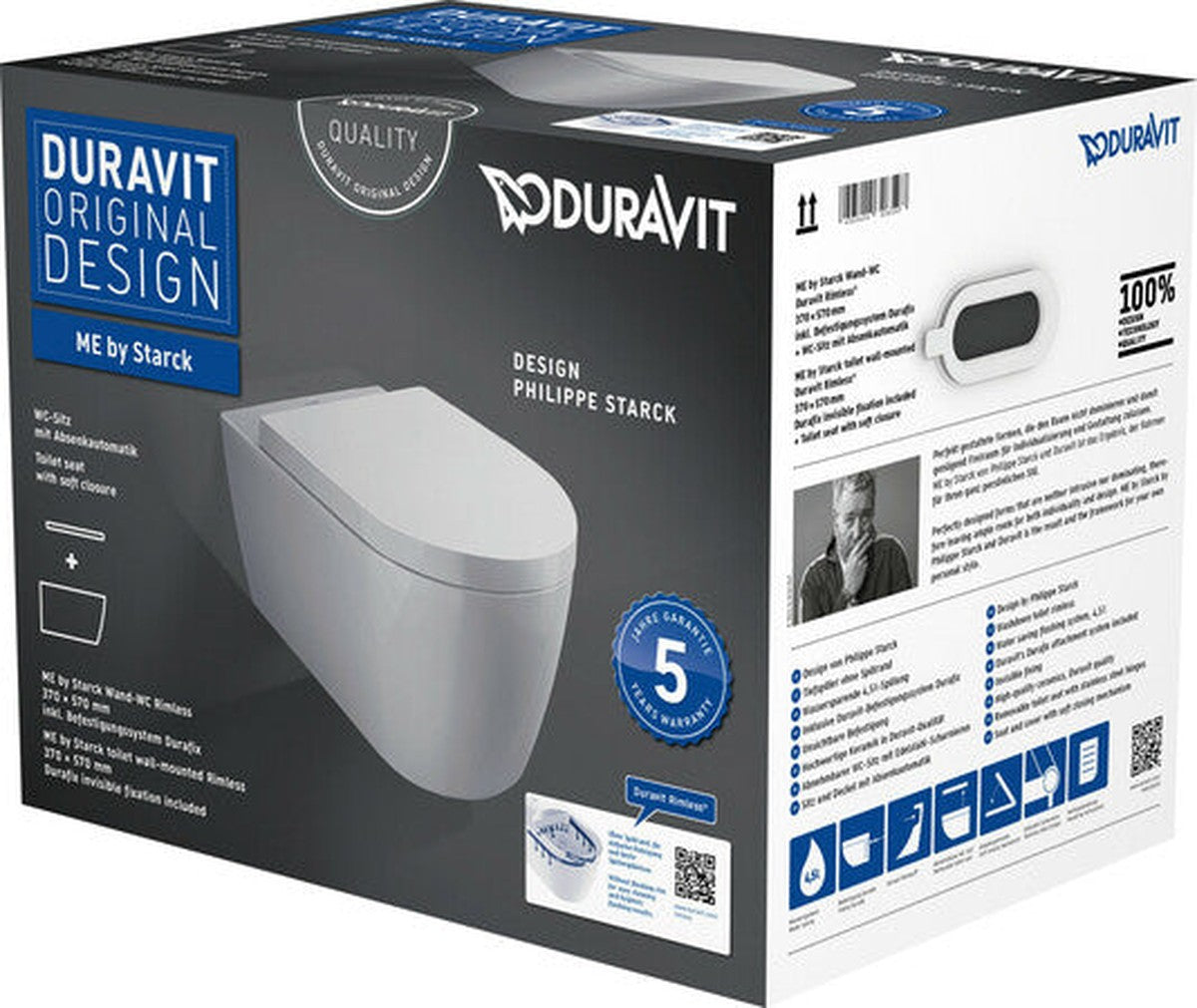 Cuvette WC suspendue Duravit ME by Starck sans rebord