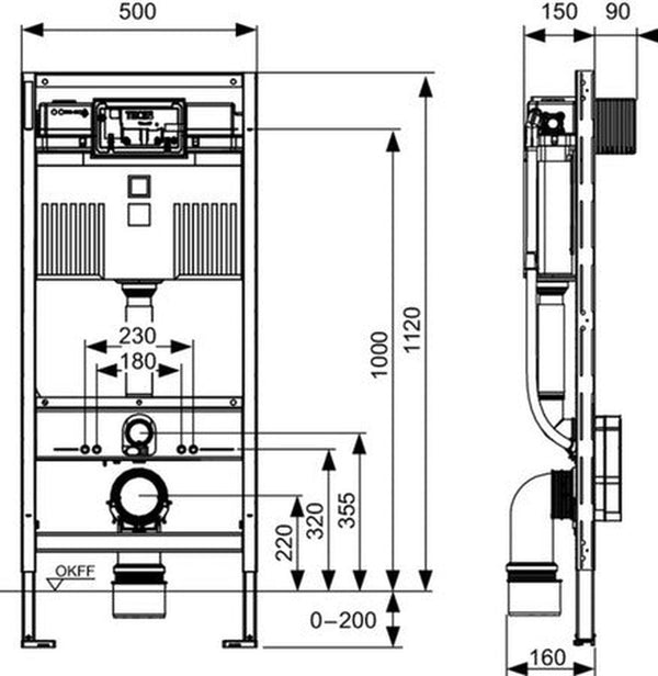 Tece TeceProfil module WC avec réservoir Uni 112 cm