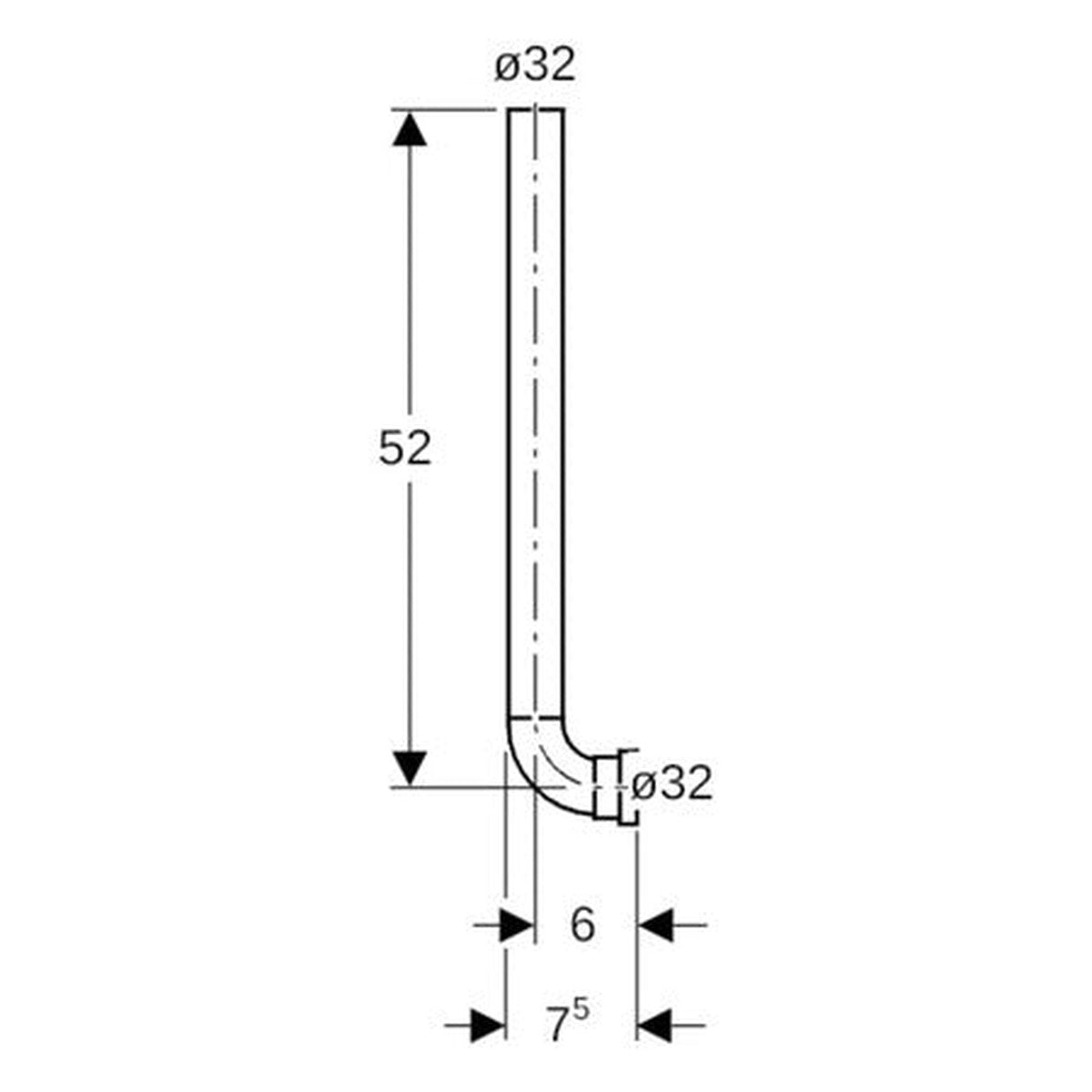 Urinoir aansluitbocht D32 L40cm Geberit