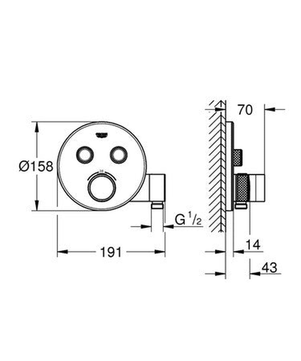 Thermostat encastré Grohe Grohtherm SmartControl