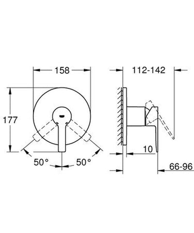Grohe Lineare set de finition pour mitigeur douche monocommande 1 sortie chromé
