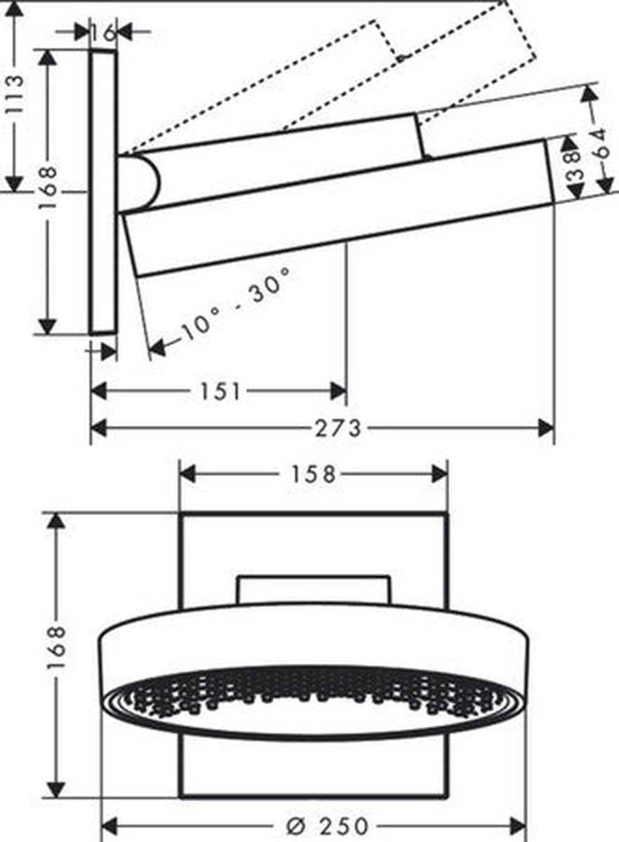 Douche de tête Rainfinity 250mm avec bras chromé