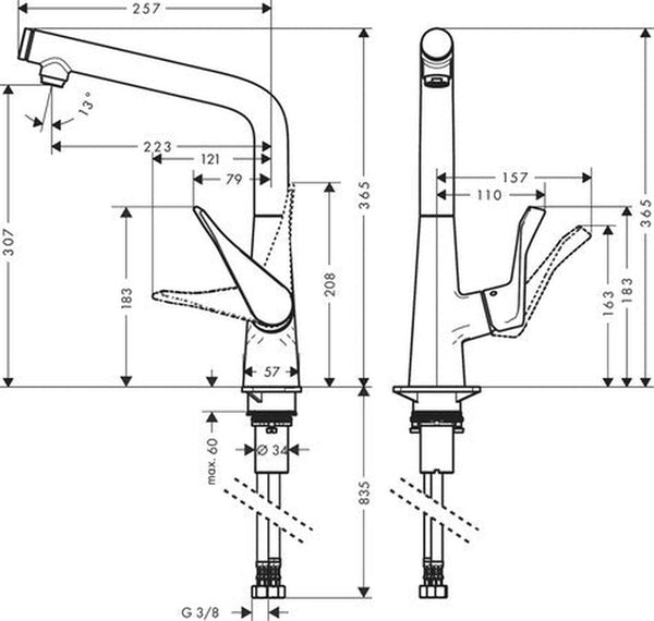 Hansgrohe Metris Select robinet pour évier poignées verticales chromé