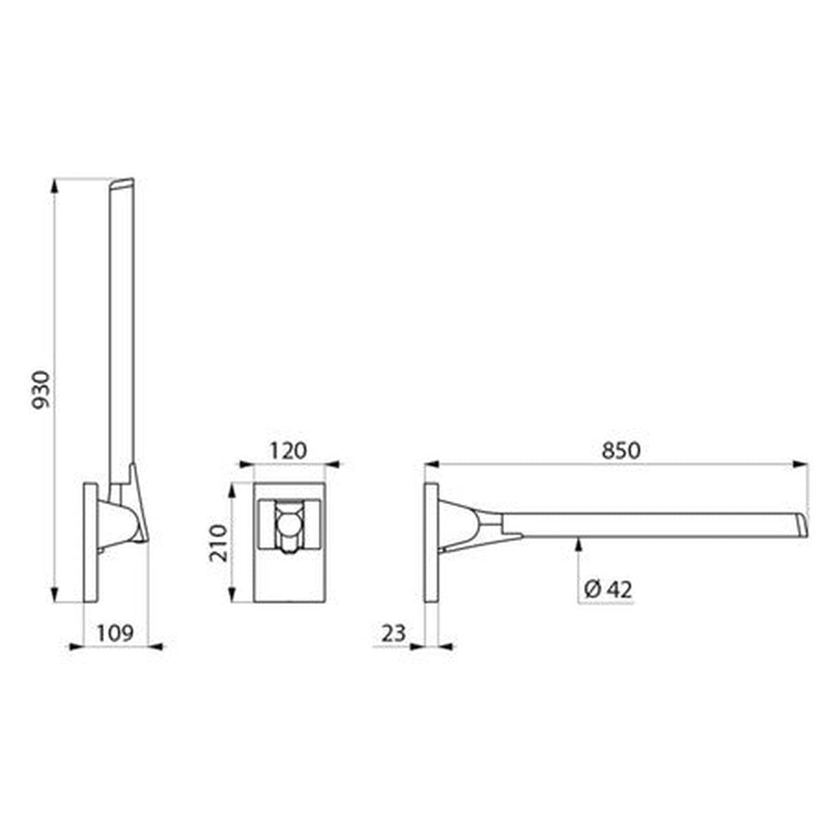Barre d'appui relevable Delabie Be-Line 85cm anthracite
