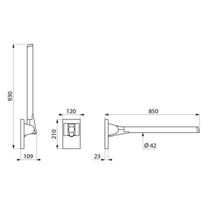 Barre d'appui relevable Delabie Be-Line 85cm anthracite