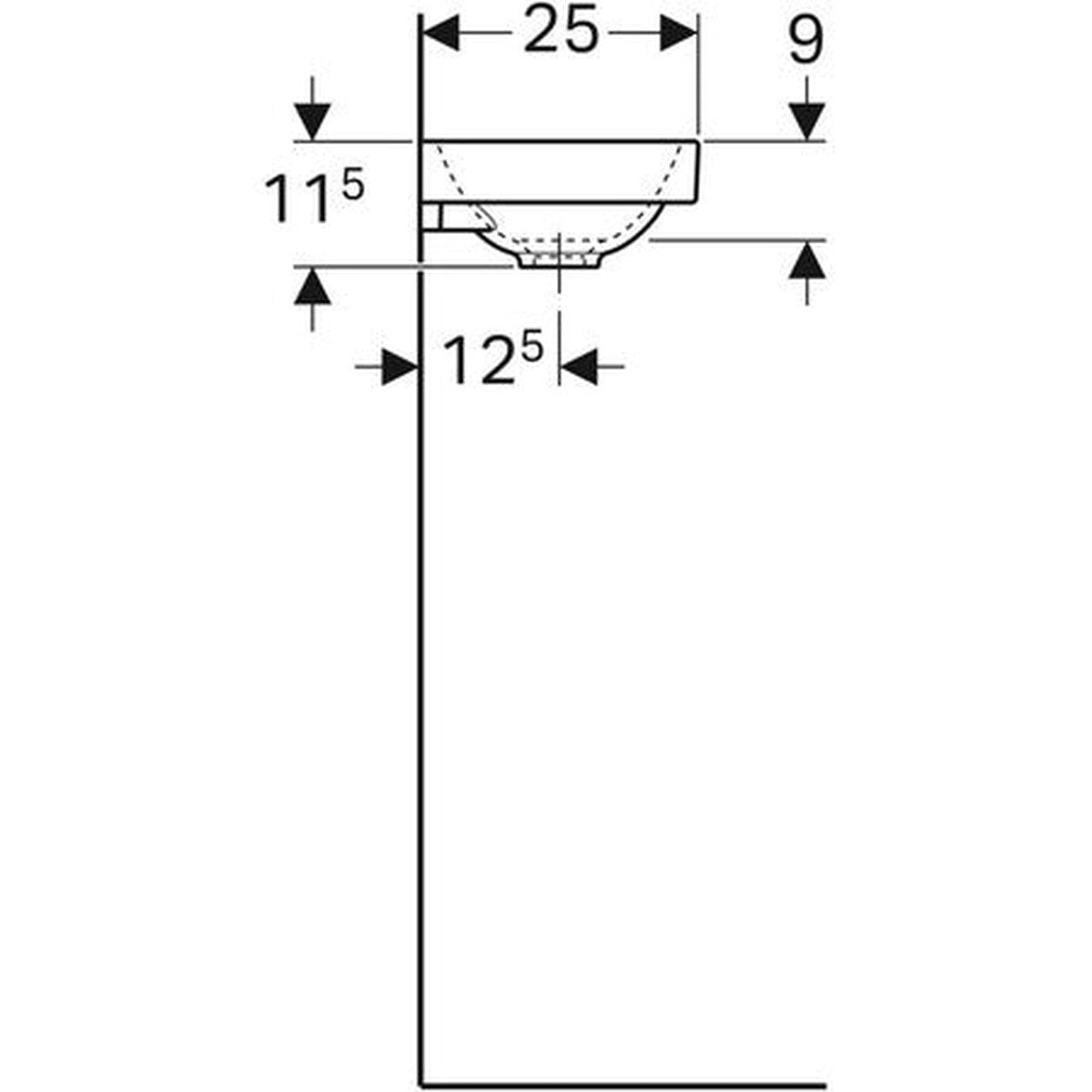 Lave-mains Acanto 40x25 cm, trou à droite
