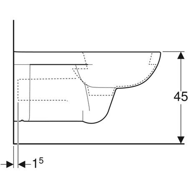 Geberit Renova Comfort cuvette suspendue rallongée à fond creux 355 x 700 x 340 mm