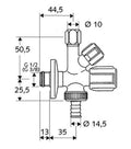 Schell robinet d'équerre combiné rosace coulissante raccord au nez laiton