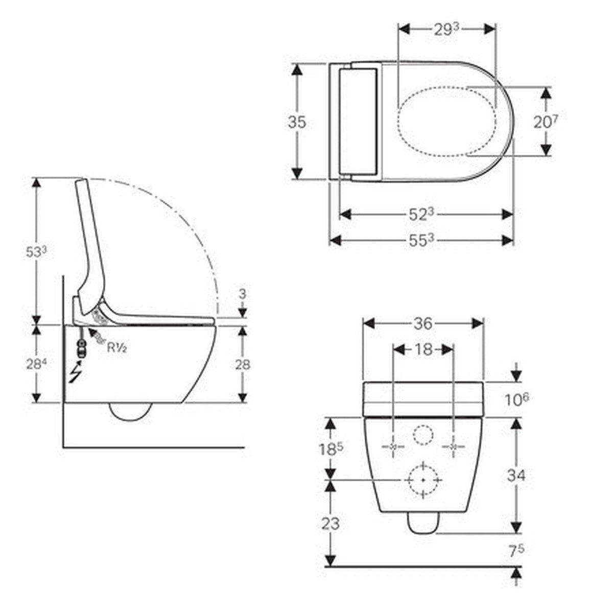 Geberit AquaClean Tuma Comfort wandtoilet 553x360mm compleet wit