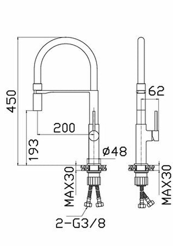 GO by Van Marcke Fusion black mitigeur évier monocommande bec caoutchouc mat