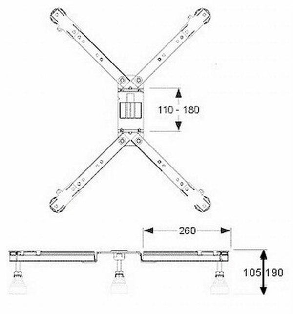 Villeroy & Boch jeu de pieds pour receveur de douche 250x500x50mm 105-190mm