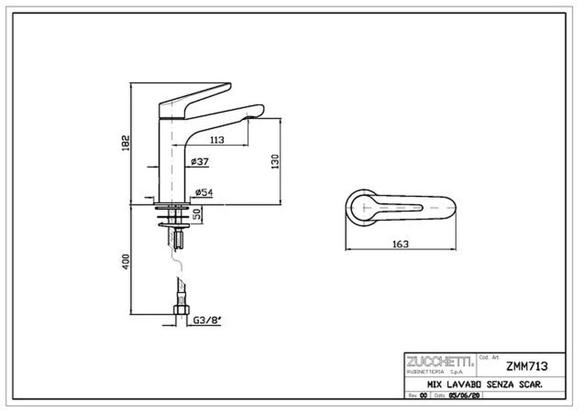 Zucchetti Medameda 182mm chroom wastafelmengkraan