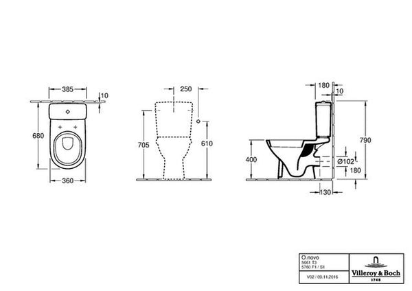 Villeroy&Boch O.novo PACK cuvette sur pied évacuation horizontal alpin blanc