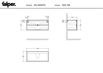 Falper Via Veneto Gola onderkast 1000mm 2 laden blue powder