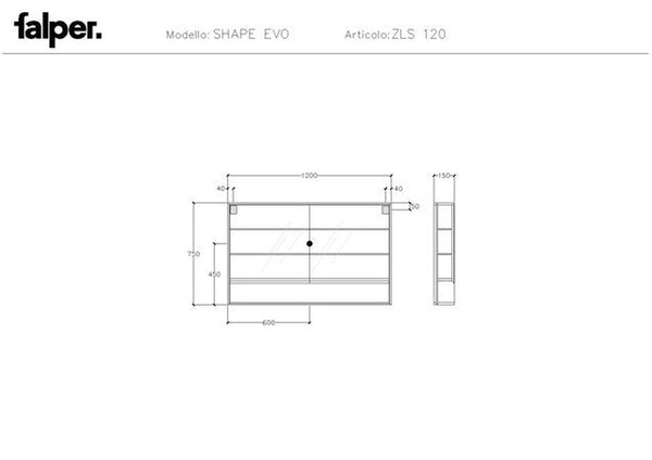 Falper Shape Evo armoire de toilette 1200mm 2 portes blue powder