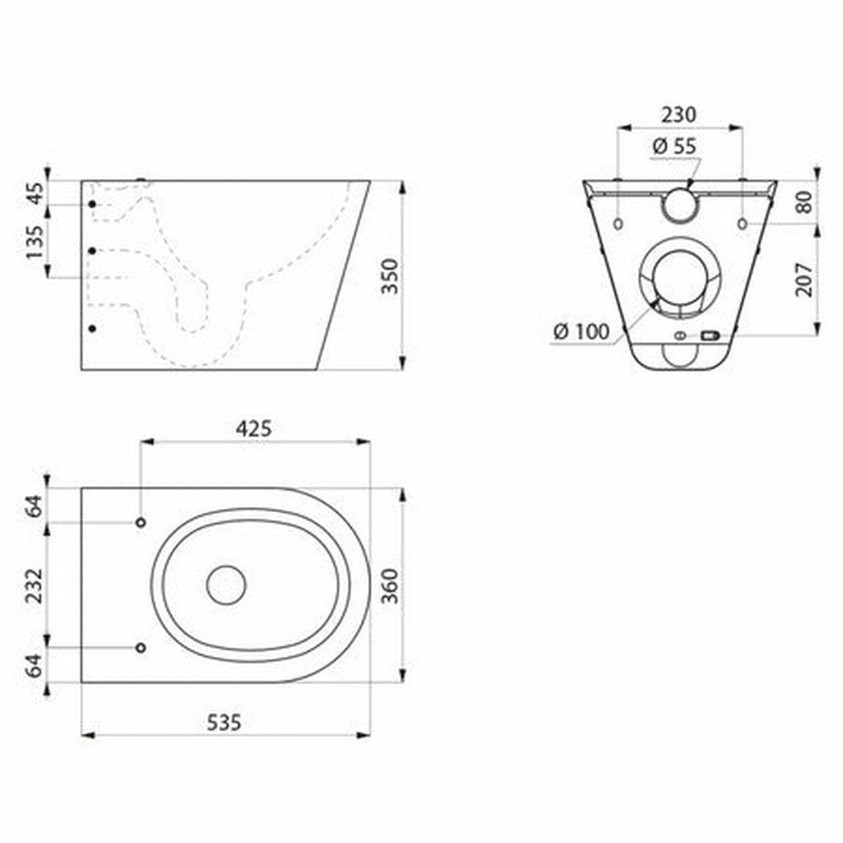 Delabie S21 S hangende spoelbak horizontale aanvoer zwart roestvrij staal