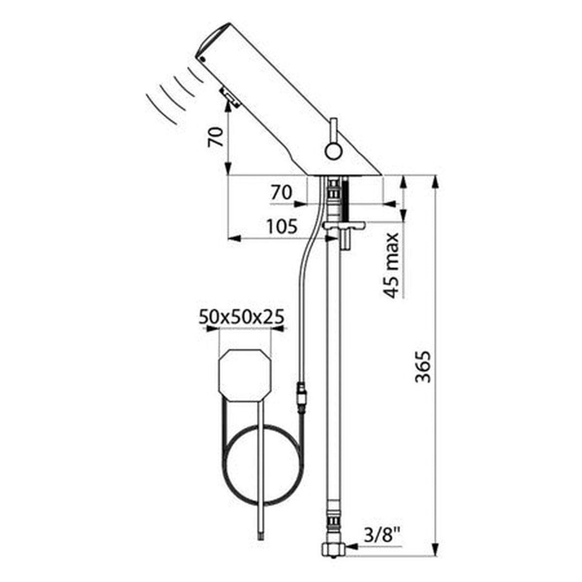 Delabie TEMPOMATIC MIX 4 wastafelmengkraan F3/8" 230/6V