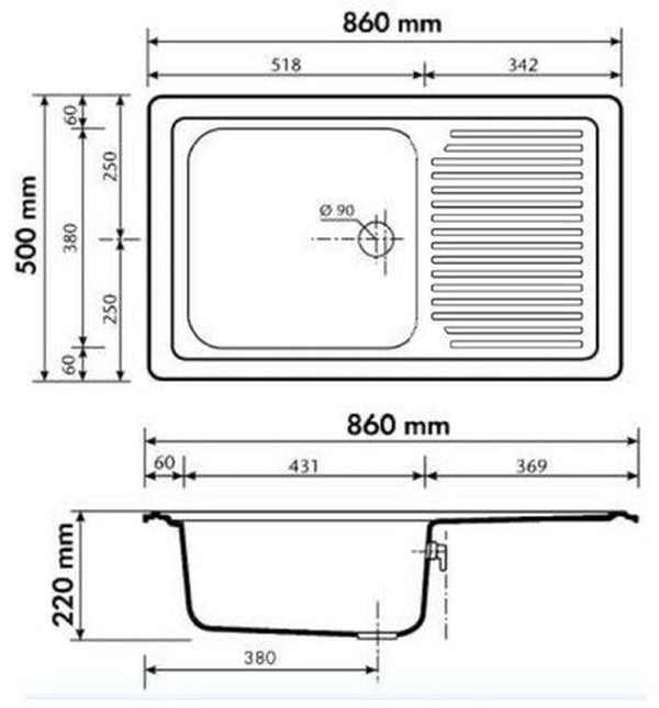 GO by Van Marcke Nicola ForU évier encastrer 1 bac égouttoir 86x50cm réversible