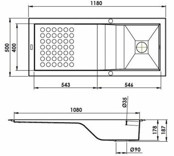 GO by Van Marcke Lara GenU évier encastrer 1 bac égouttoir 118x50cm réversible