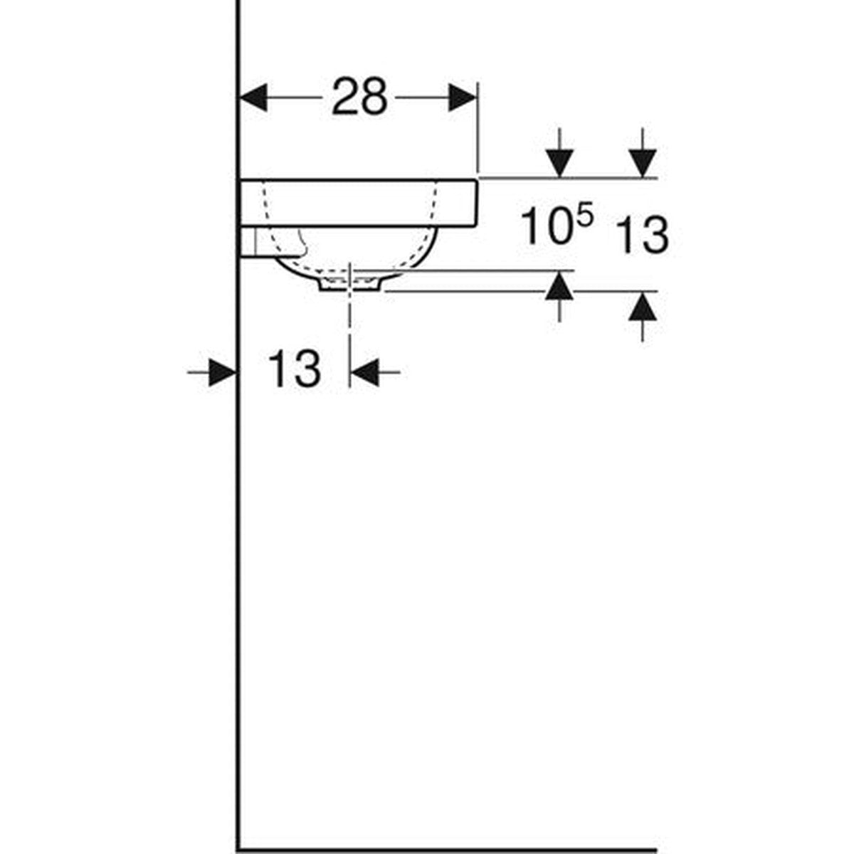 Geberit iCon Light wastafel 38x13x28cm mat wit