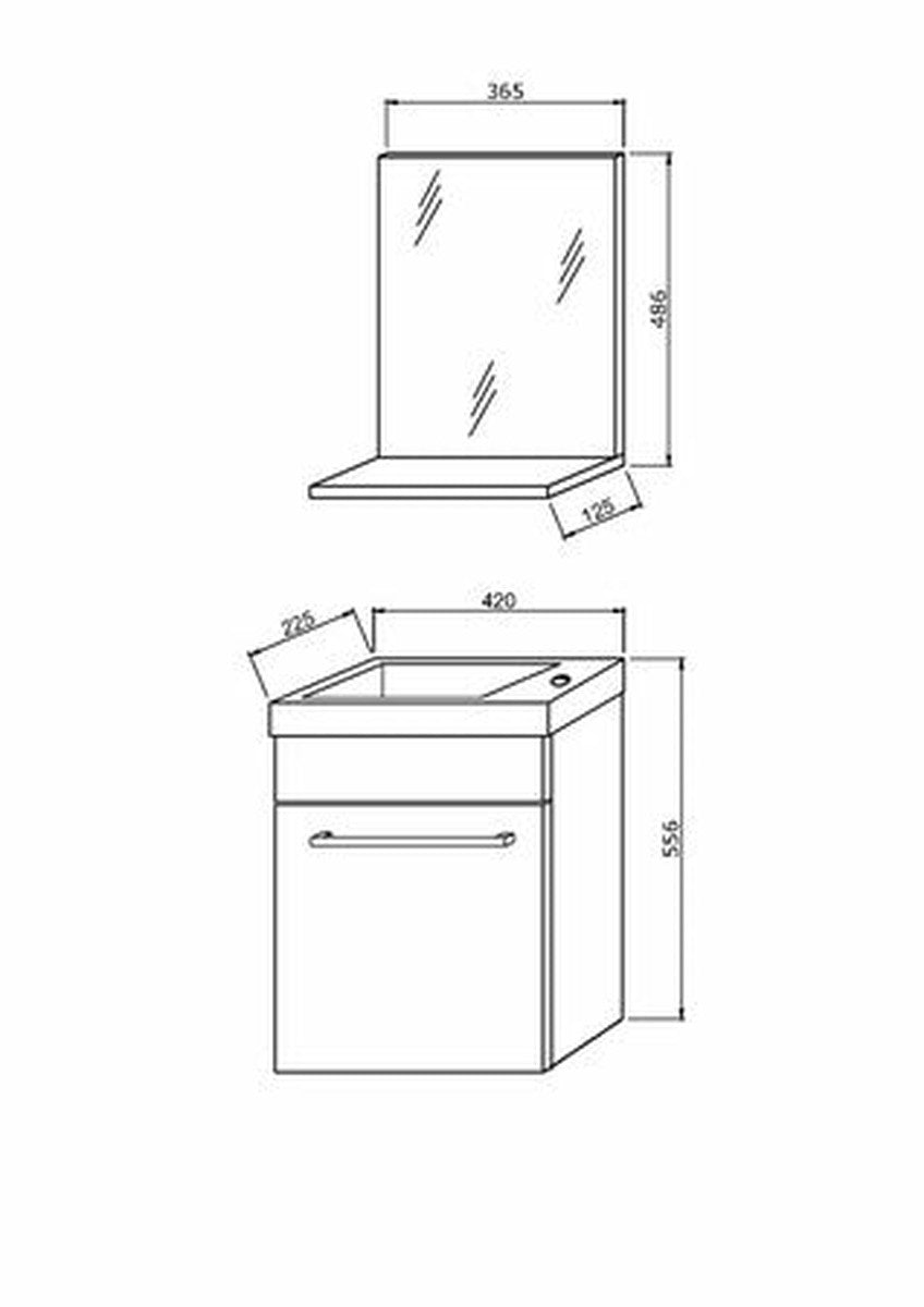 GO by Van Marcke Garda meubelset 40cm muur 1 deur soft-close hoogglans wit