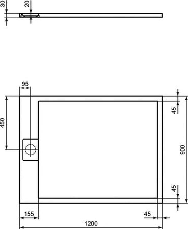 Ideal Standard Ultra Flat S i.life receveur de douche rectangulaire blanc 120X90X3