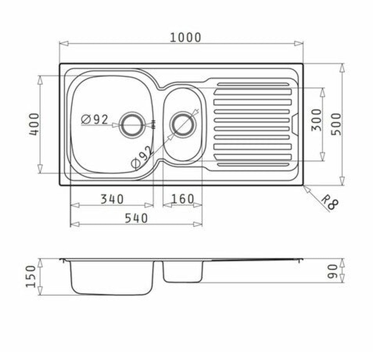 GO by Van Marcke Lisa évier à encastrer 860x500mm 1 bac inox satin