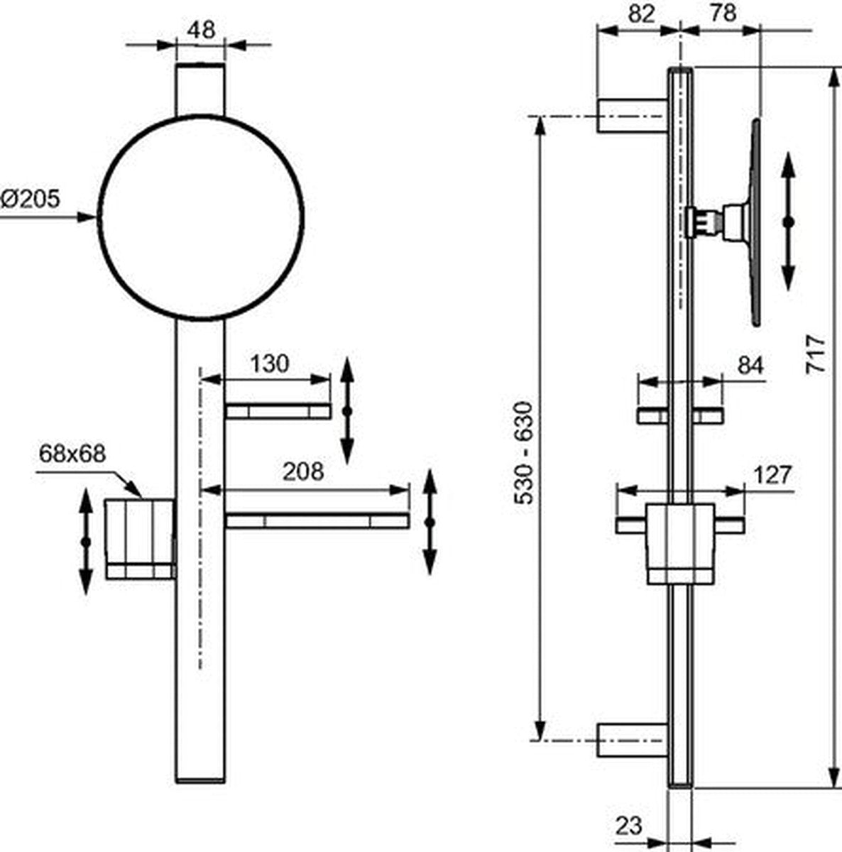 Ronde, geborsteld roze vergrotende spiegel Ø20cm Ideal Standard
