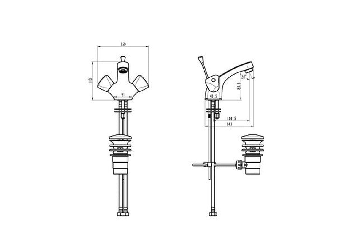 GO Van Marcke Rhone mélangeur lavabo avec vidage