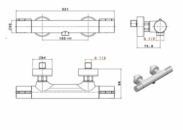 Van Marcke Nero II mitigeur douche thermostatique chromé