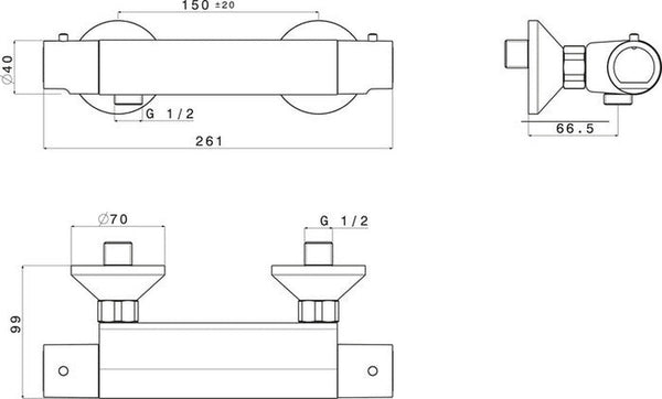 GO Van Marcke Valencia mitigeur douche thermostatique noir mat