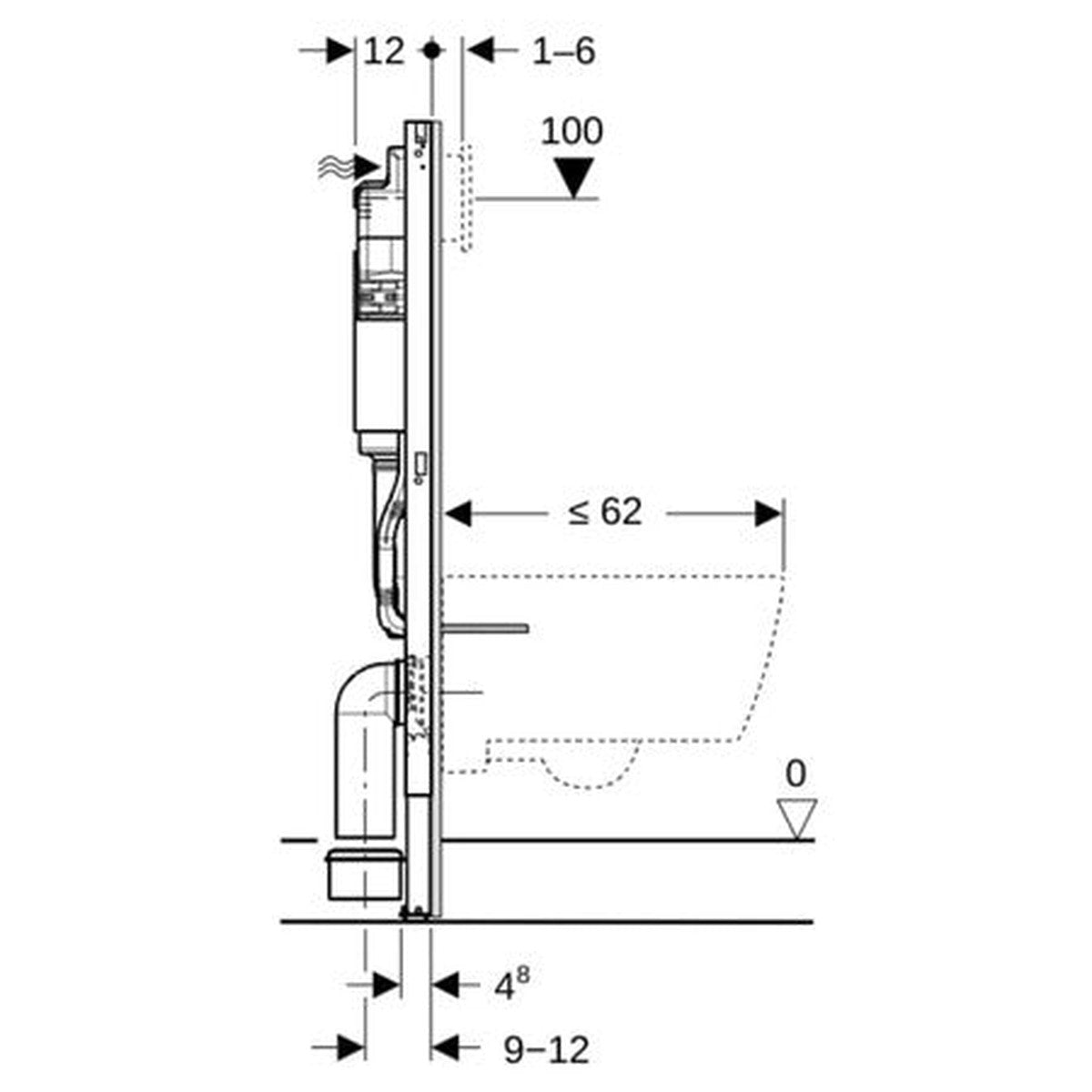 Geberit Duofix elément pour WC suspendue Delta 12cm