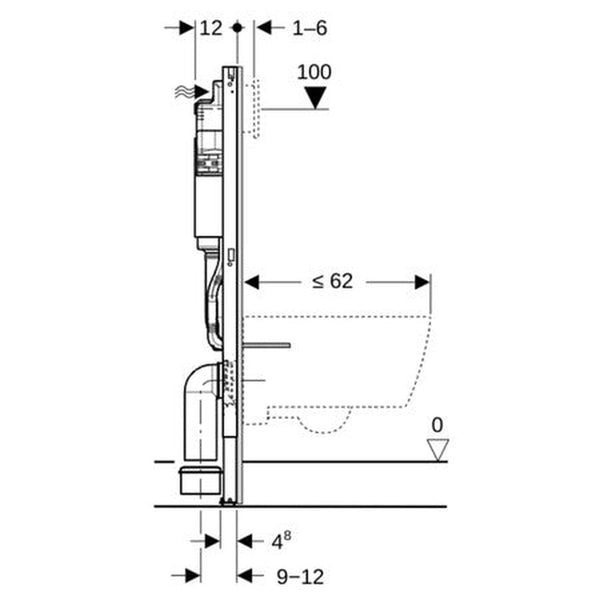 Geberit Duofix elément pour WC suspendue Delta 12cm
