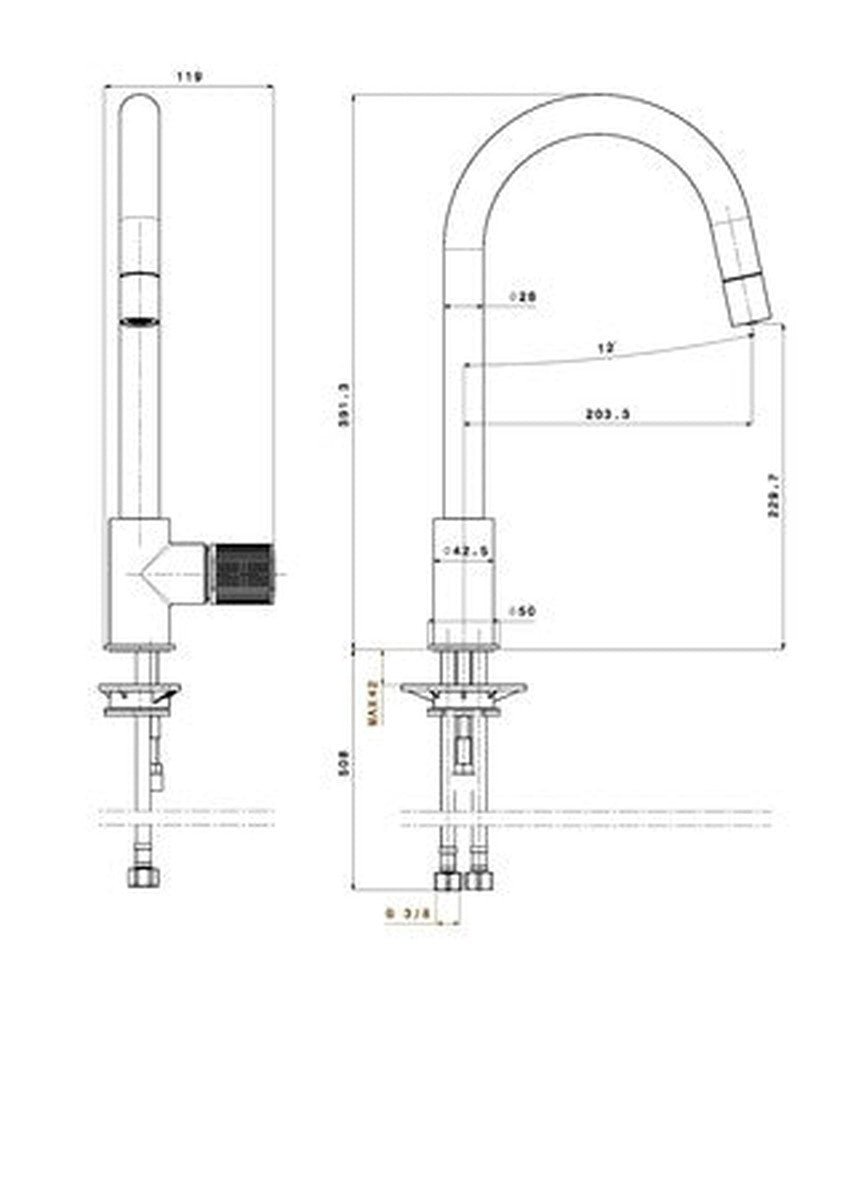 Van Marcke Ondine mitigeur cuisine monocommande avec douchette extractible noir mat
