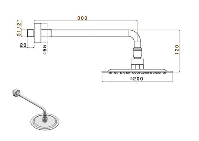 Van Marcke Ondine bras de douche avec douche de tête noir mat